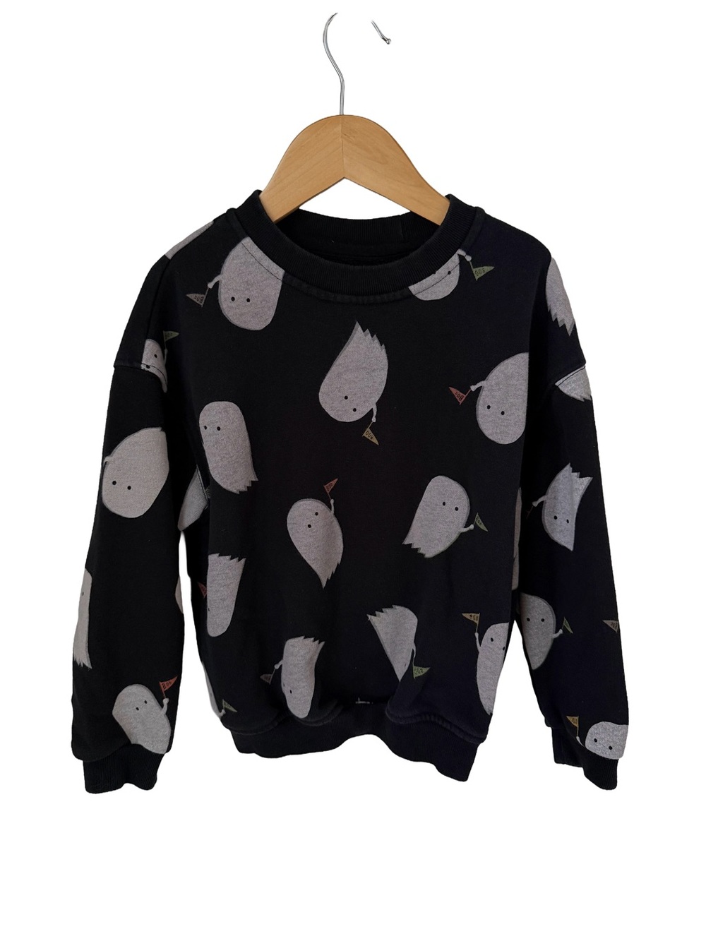 GAP Black Sweatshirt with Gray Ghost Print BOO flag 5T